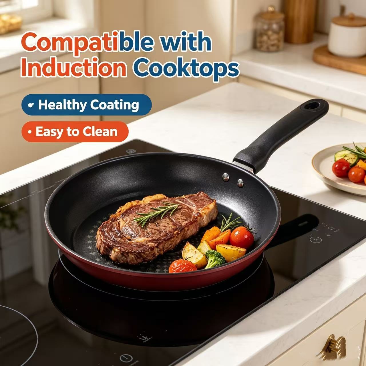 Cast Iron Skillet - Padella Antiaderente in Granito Premium, Multiuso