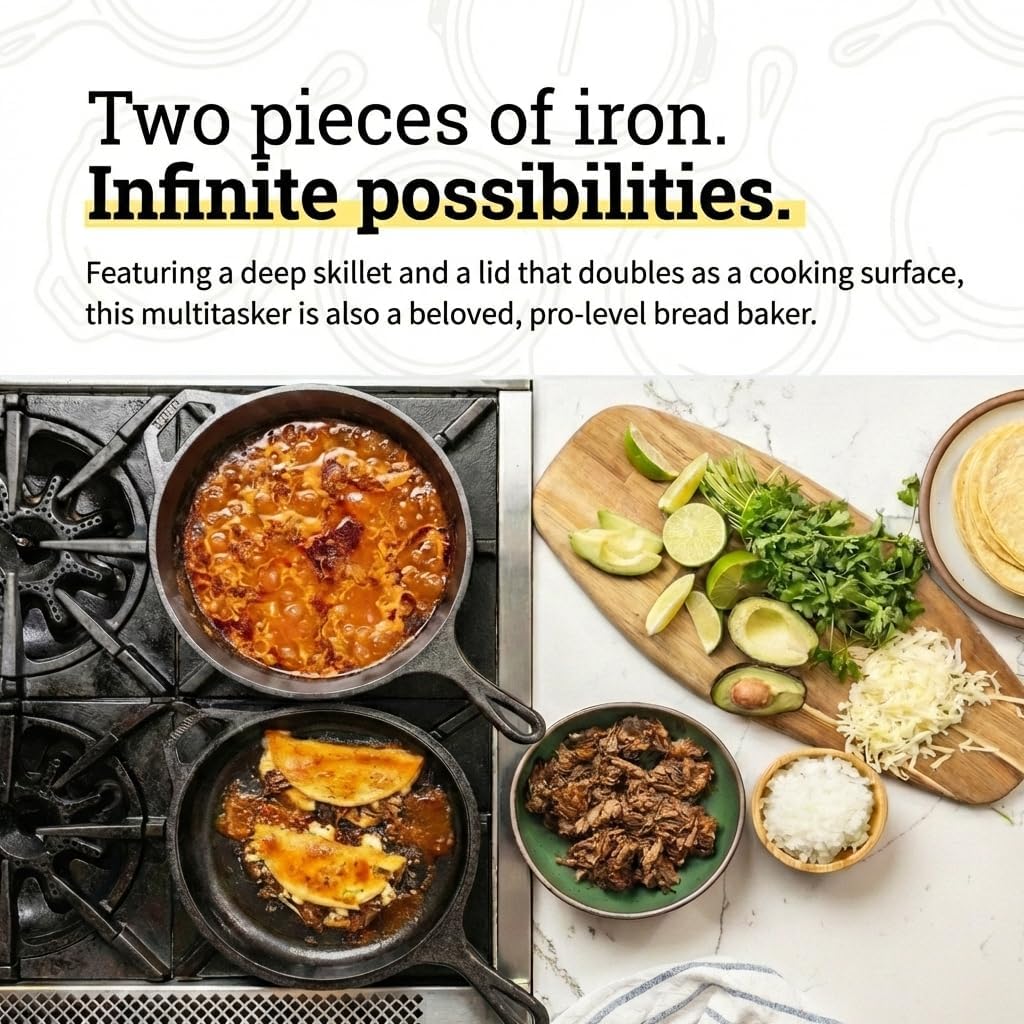 Set di pentole in ghisa 2-in-1 - Cast Iron Skillet recensione e prezzo