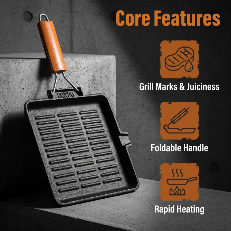 Padelle per grigliare quadrate - Cast Iron Skillet recensione e prezzo